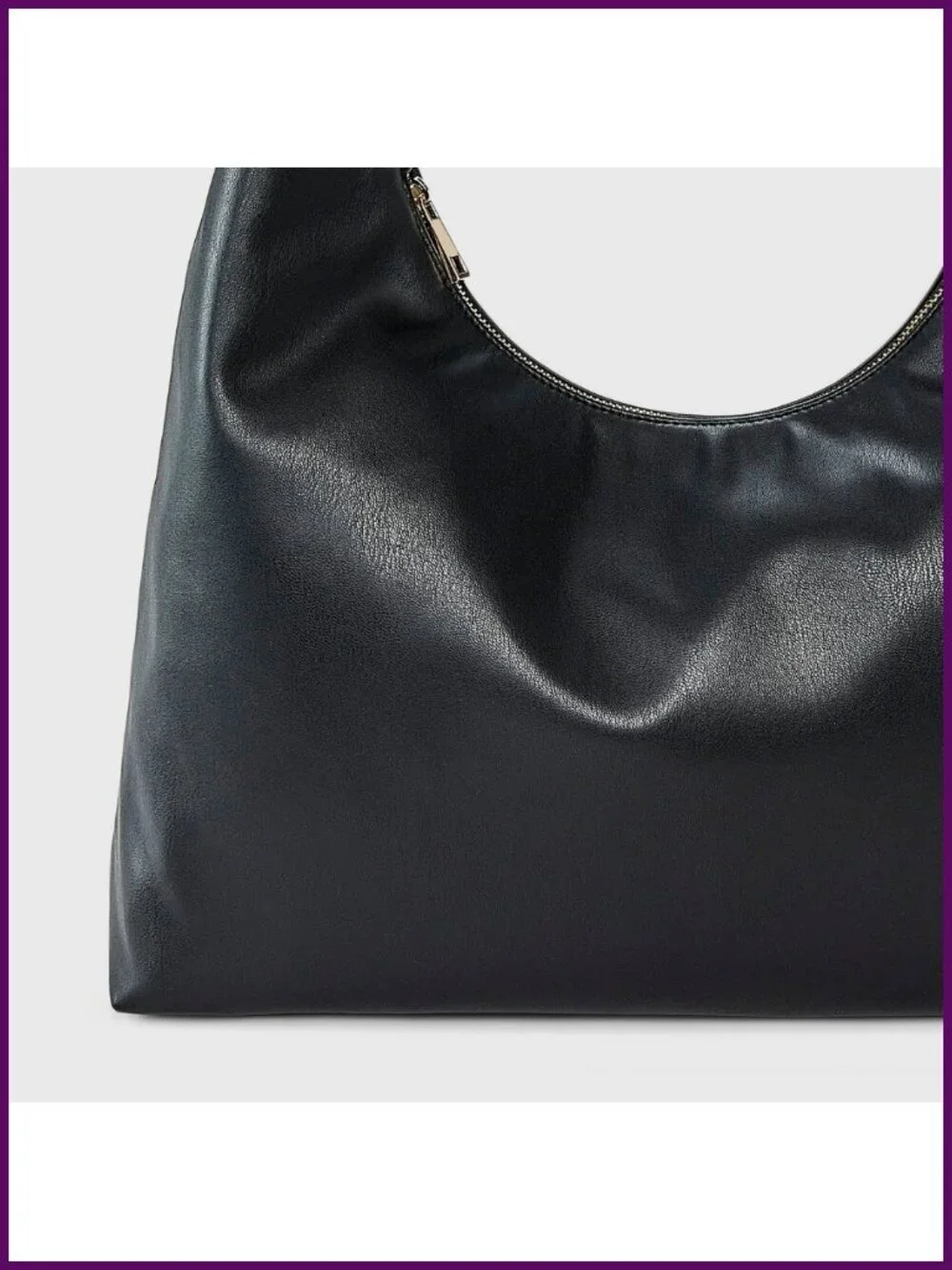 Faux Leather Soft Shoulder Bag with Zip Pocket